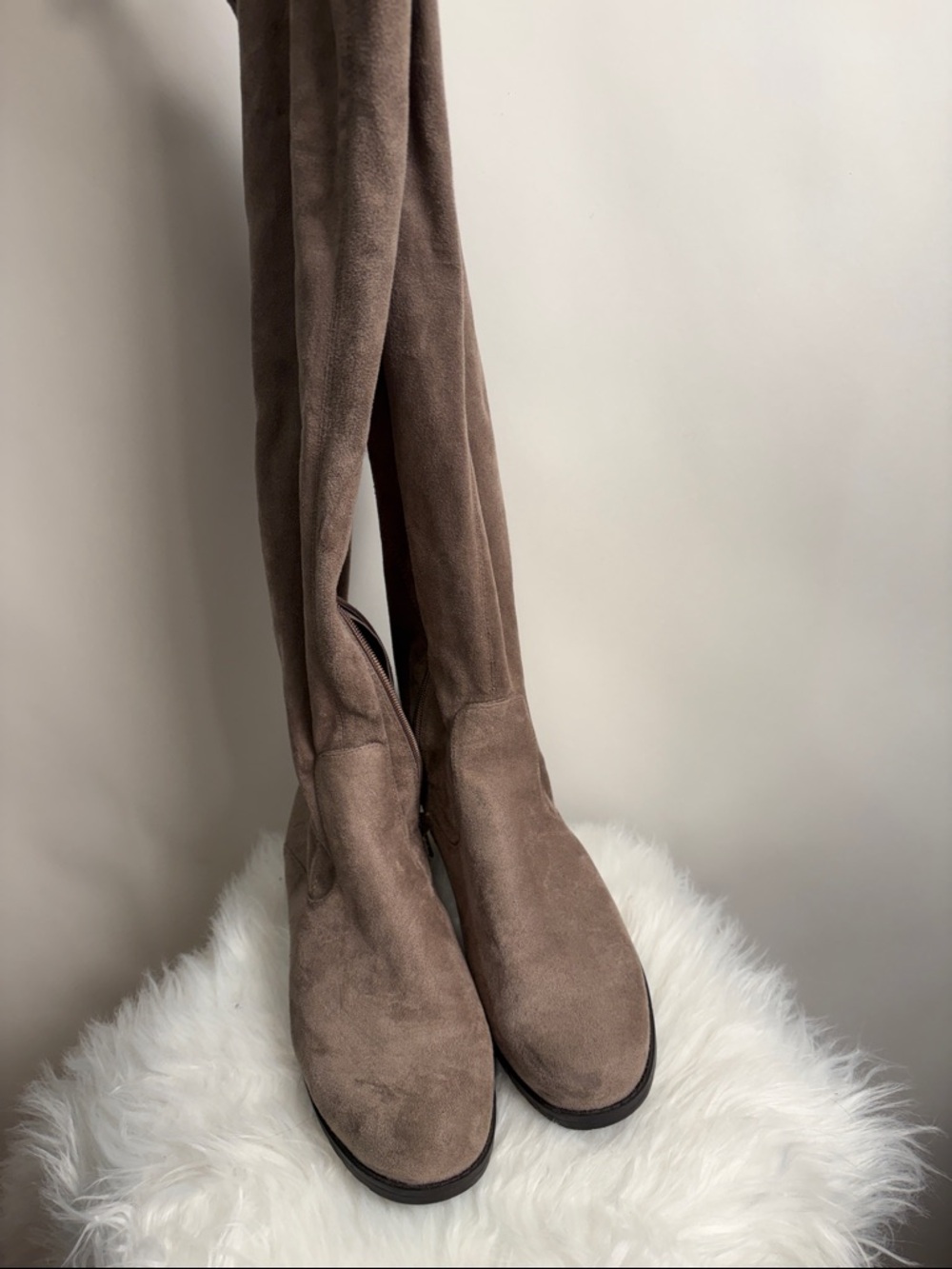 Unisa Over-the-Knee Suede Boots in Taupe